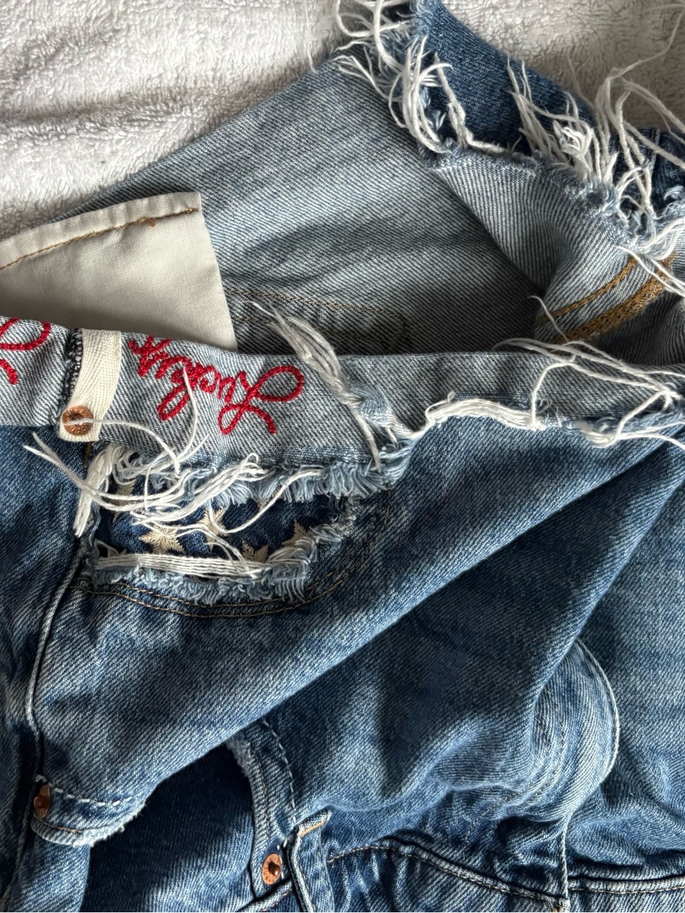 Lucky Brand Light Blue Distressed Boyfriend Jeans